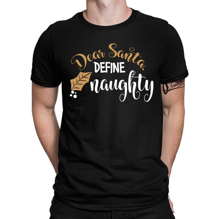 Quattro Formatee Kurzarmshirt Dear Santa define naughty Herren T-Shirt (1-tlg)