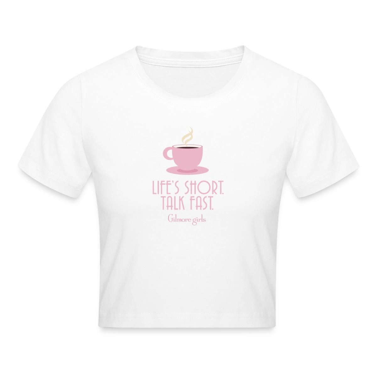 Spreadshirt T-Shirt Gilmore Girls Kaffeetasse & Spruch „Talk Fast“ Crop Top (1-tlg)