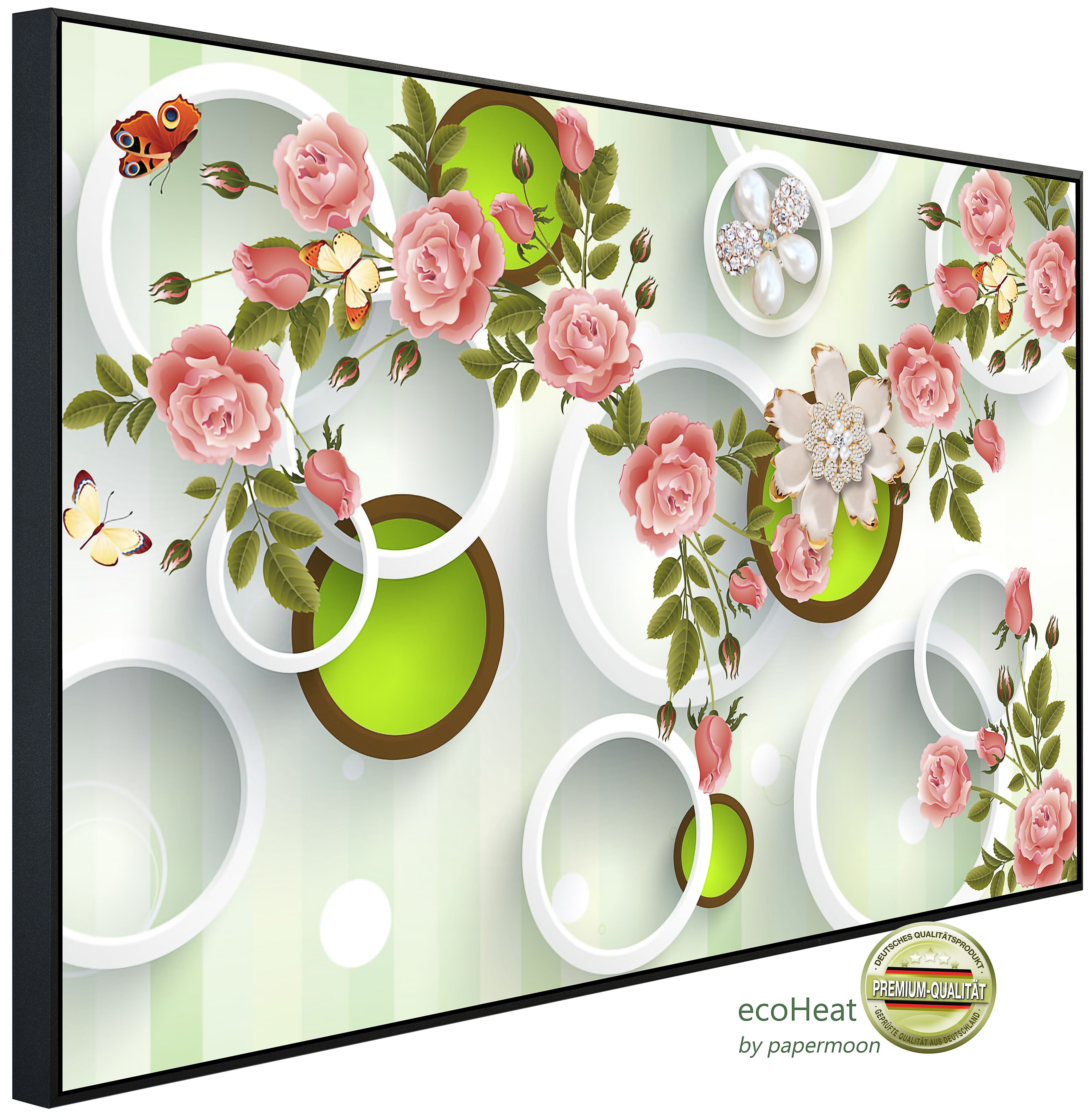 Papermoon Infrarotheizung INFRAROT-BILD-HEIZUNG, Muster mit Blumen, TÜV-Rheinland/GS zertifiziert, angenehme Strahlungswärme