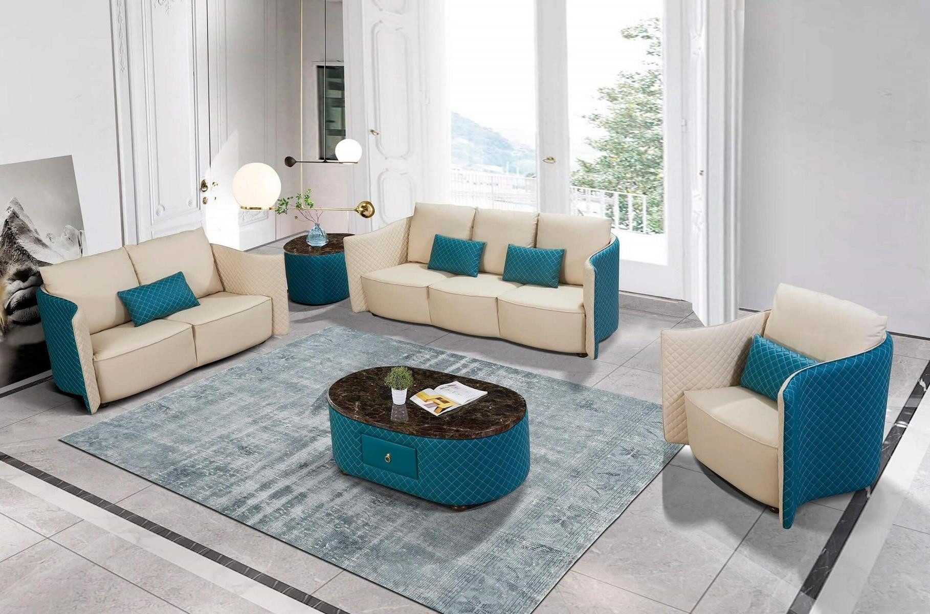 Xlmoebel Polstergarnitur Elegantes Ledersofa in modernem Design für stilvolle Wohnräume, (Sofagarnitur 3+2 Sitzer), Hergestellt in Europa