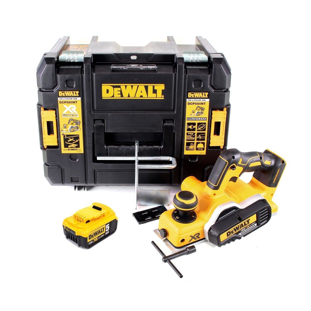 18V DCP ohne NT + 82mm 1x Akku TSTAK - + Ladeger Hobel DeWalt 5,0Ah Akku 580 Elektrohobel