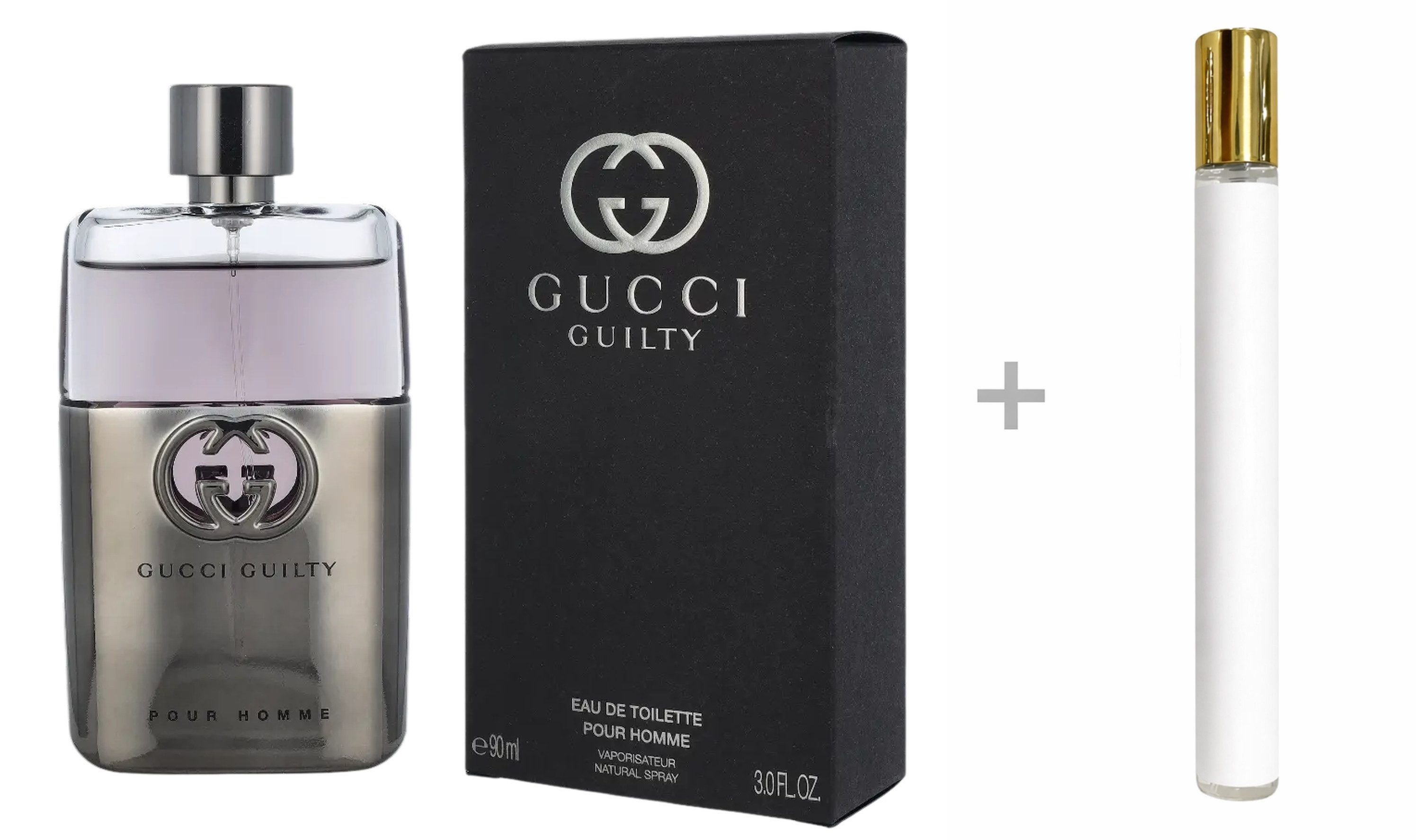 GUCCI Duft-Set Guilty Pour Homme Eau de Toilette (EDT) Herren Spray, Frisch-aromatischer Duft mit Zeder, Lemon und Lavendel - mit Reiseduft