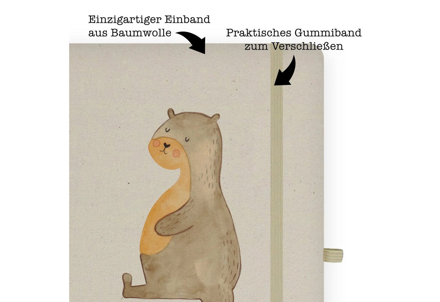 Thumbnail - Mr. & Mrs. Panda Notizbuch Otter Bauch - Transparent - Geschenk, DIN A4 Schüler Notizbuch, Baumw Mr. & Mrs. Panda, Premi...