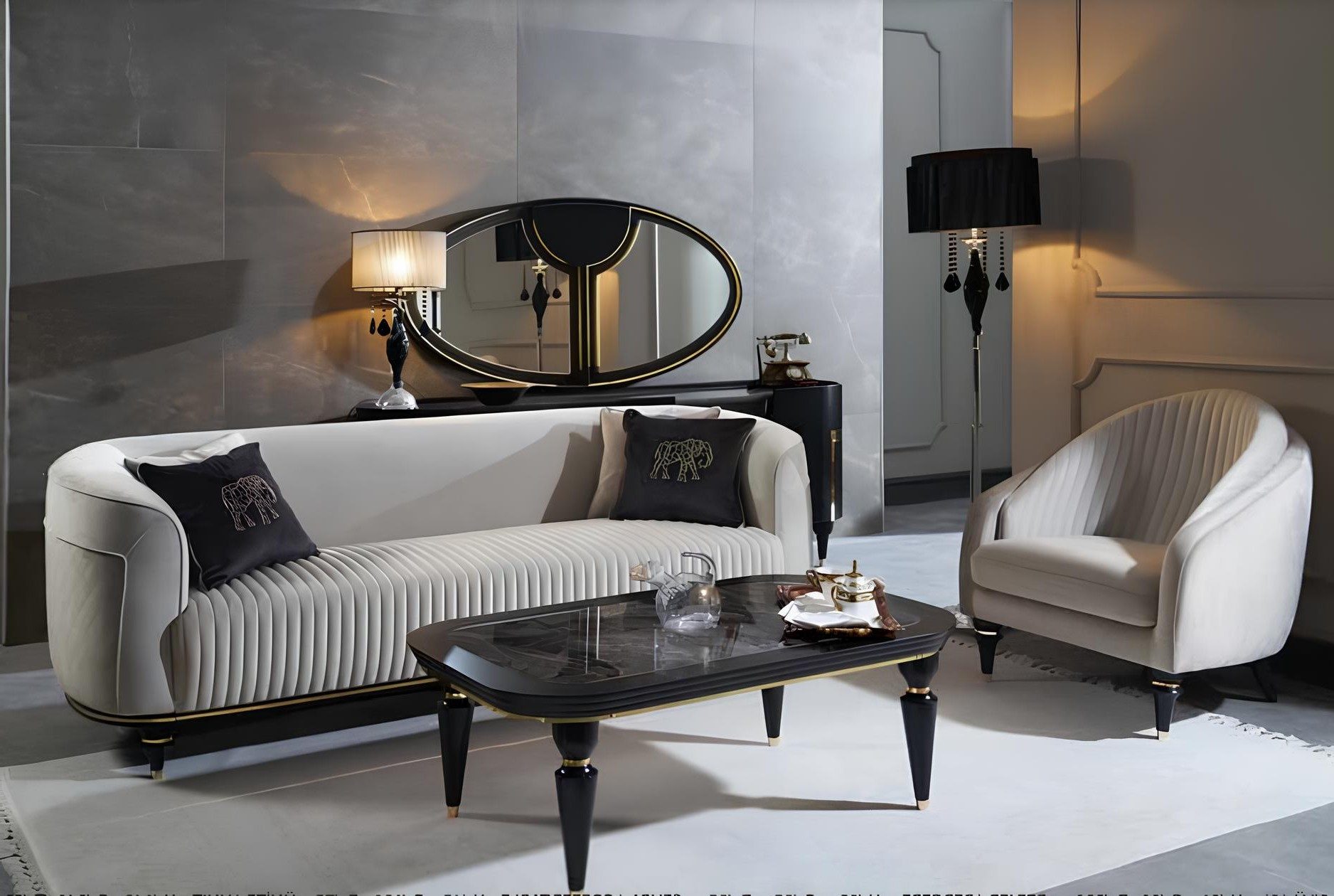 Xlmoebel Polstergarnitur Sofagarnitur 3+1 Sitzer Stoff Sofa Grau Schwarz 2tlg., (2-tlg), Made in Europa