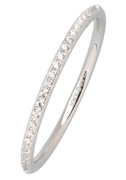 XENOX Fingerring XS KRAPPE GOLD, XS KRAPPE SILBER, XS1721, XS1721G, mit Zirkonia (synth)