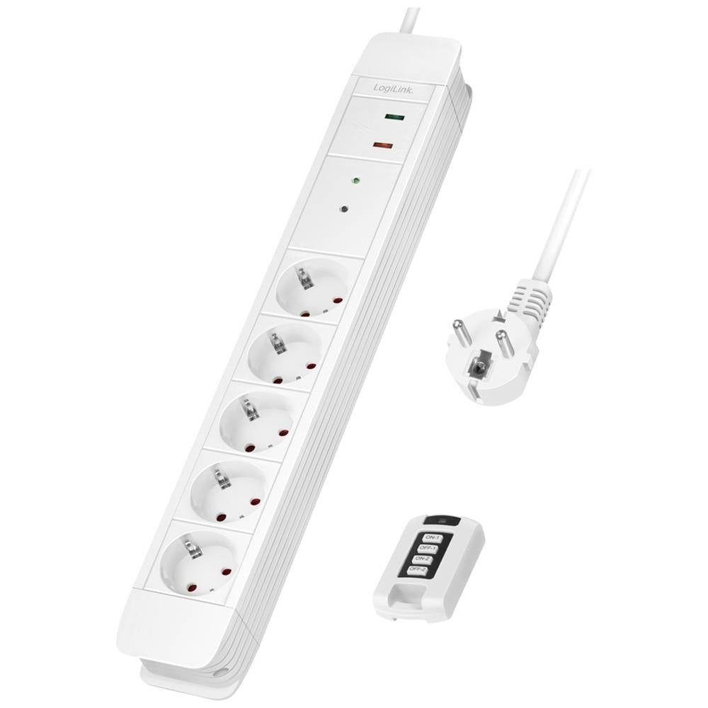 LogiLink Steckdosenleiste 5-fach + Fernbedienung für 2, 5x CEE 7/3 LPS402 Steckdosenleiste, Steckdosen