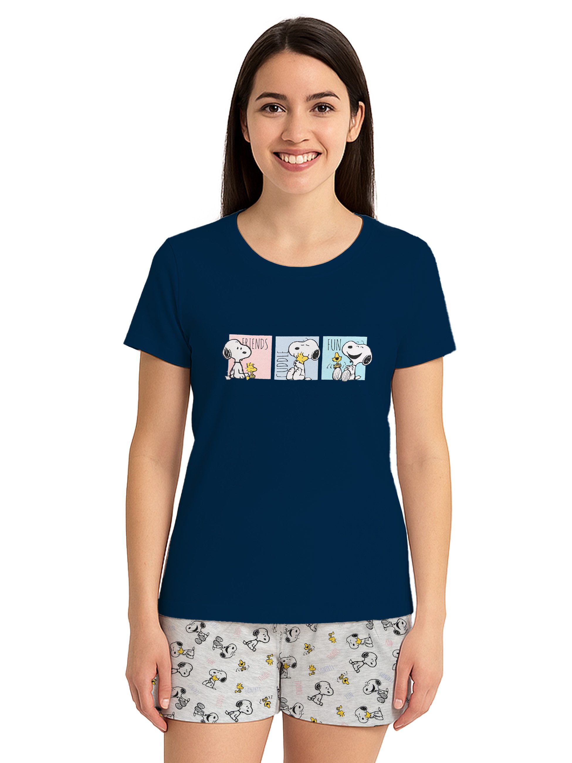 United Labels® Schlafanzug Peanuts Snoopy Schlafanzug Pyjama Set Kurzarm Oberteil mit Shorts