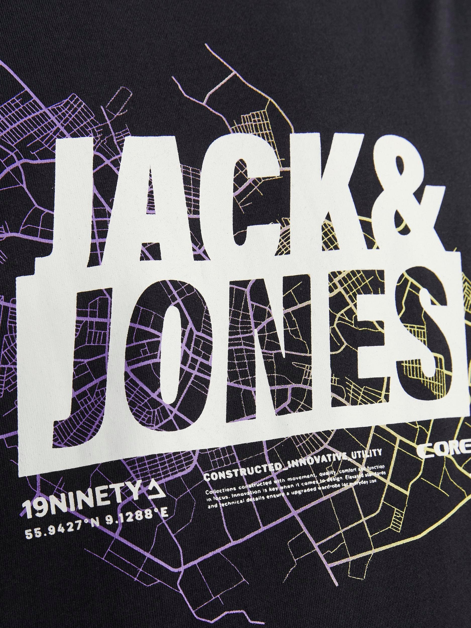 Jack & SN JCOMAP TEE Rundhalsshirt NECK Black Jones CREW SS LOGO
