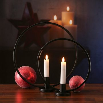 MARELIDA Kerzenhalter »Stabkerzenhalter Ring schwarz 2er Set Kerzenständer Kerzenhalter Ringform«