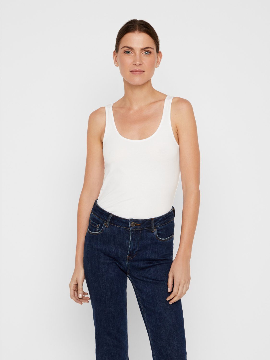 Vero Moda Tanktop Long Tank Top (3-tlg) (3 Stück) lang, elastische Baumwollqualität