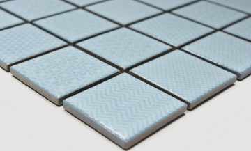Mosani Mosaikfliesen Keramik Mosaik Fliese hellblau eisblau BAD Pool Fliesenspiegel Küche