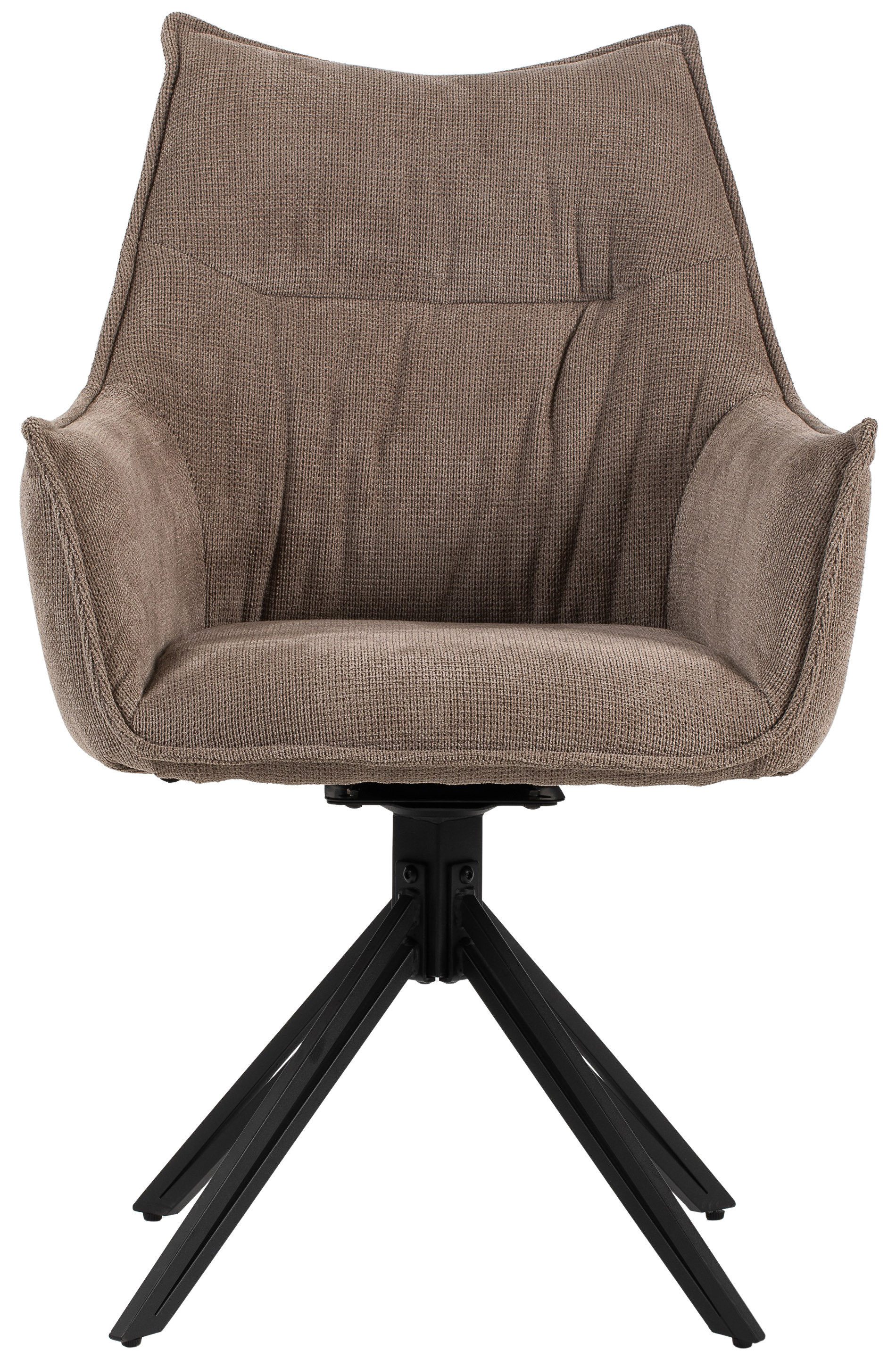 MR.DEKO Esszimmerstuhl Ginosa, drehbarer Stuhl mit Polsterung und Armlehnen, 62x66x90 cm (einzelnd oder als Set erhältlich), Bequemer Essstuhl mit komfortabler Schaumstoff-Polsterung