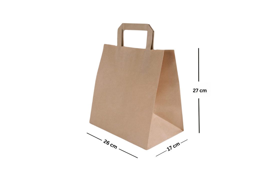 Lauroo Tragetasche Papiertragetasche, Geschenktüten, 28+17x28 cm Braun- 250 Stück (250-tlg), Stabil & reißfest
