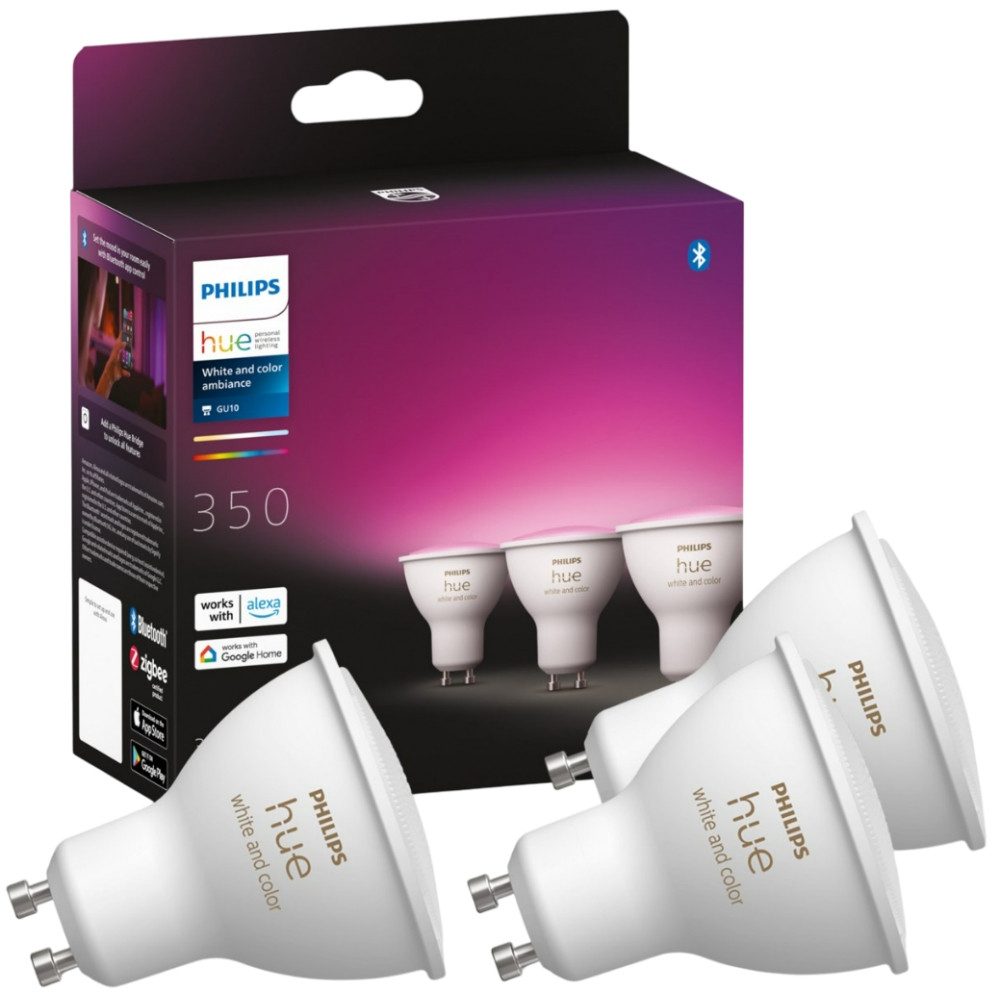 Philips Hue LED-Leuchtmittel White and Color Ambiance 3er Pack - LED-Lampe - weiß, GU10