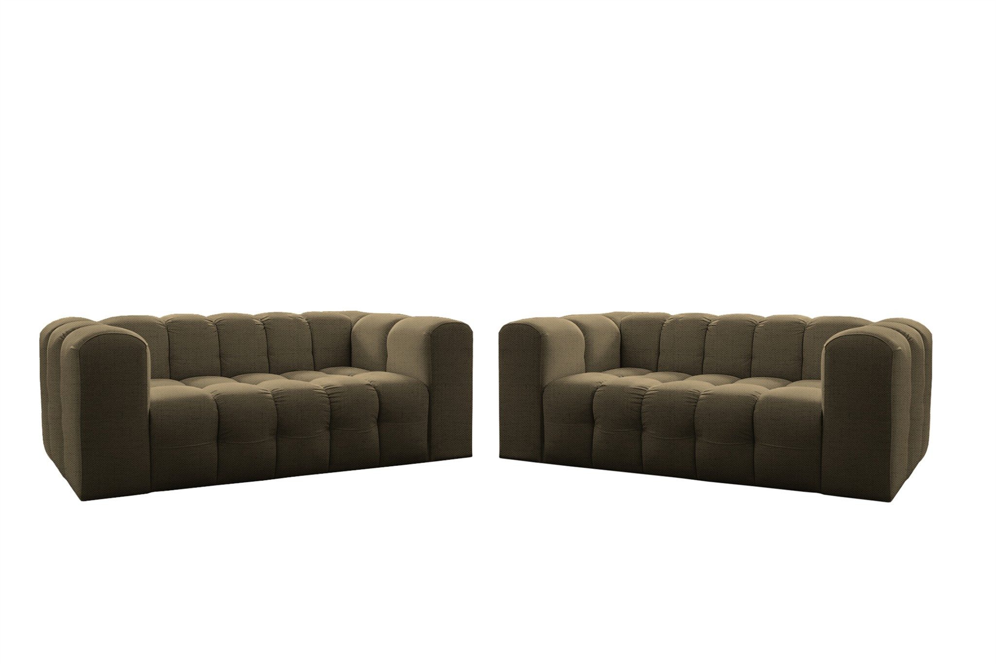 Fun Möbel Polstergarnitur Designersofa FUN LEONOR 2 x 2-Sitzer, (Stoff Moly oder Tiffani, 2-tlg), Sofas-Rücken echt bezogen