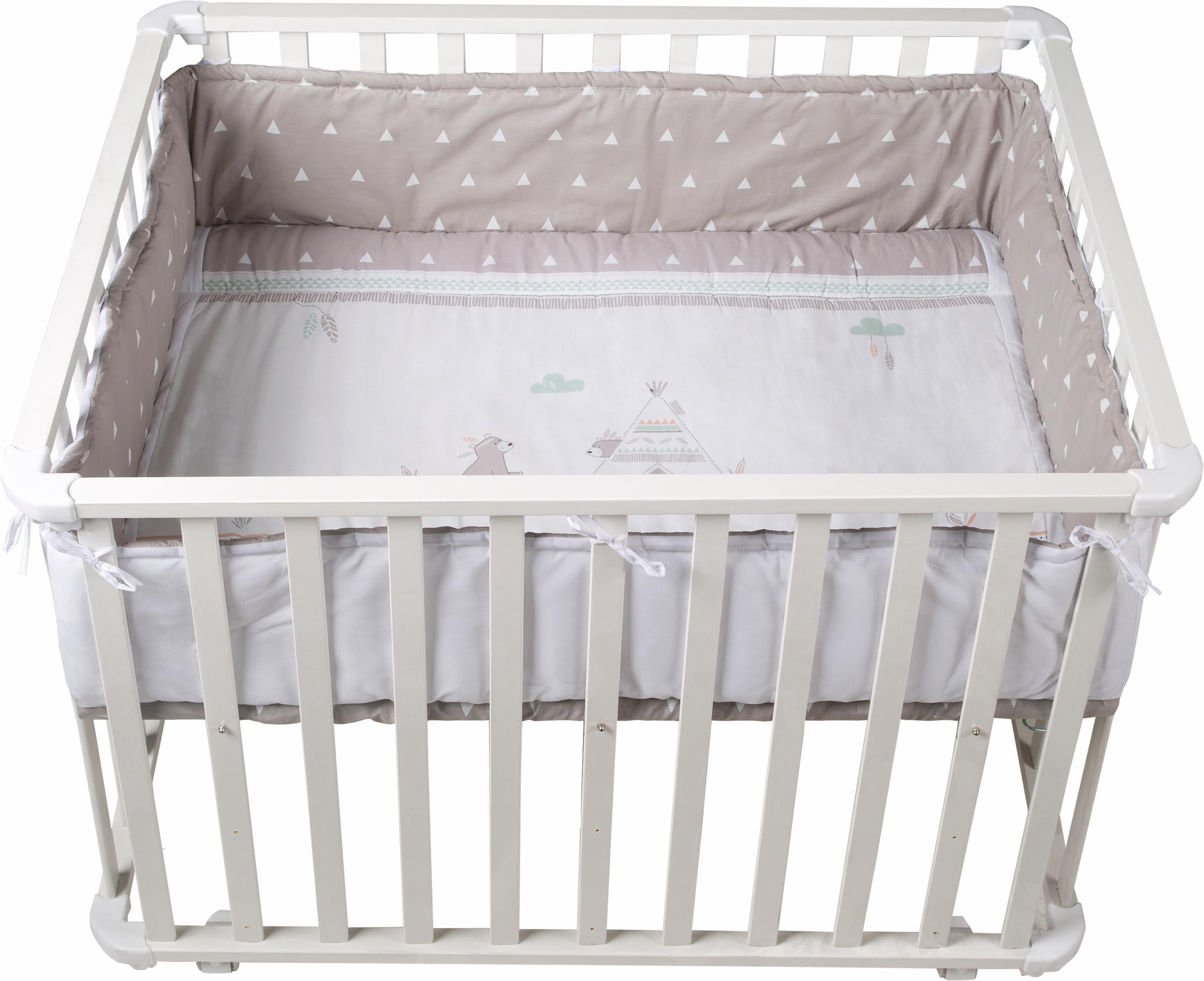 roba® Laufgitter Rock Star Baby, weiß, 75x100 cm, mit Stoffeinlage; Rollen, höhenverstellbar