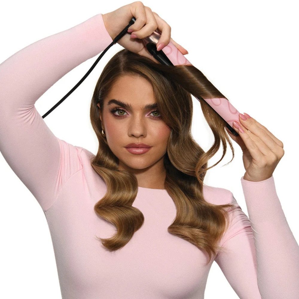 GHD Glätteisen chronos HD Motion-Responsive Styler – Dusted Pink Limited Edition Hochwertige Ultra-Gloss-Beschichtung, Inklusive farblich passender Hitzeschutz-Tasche