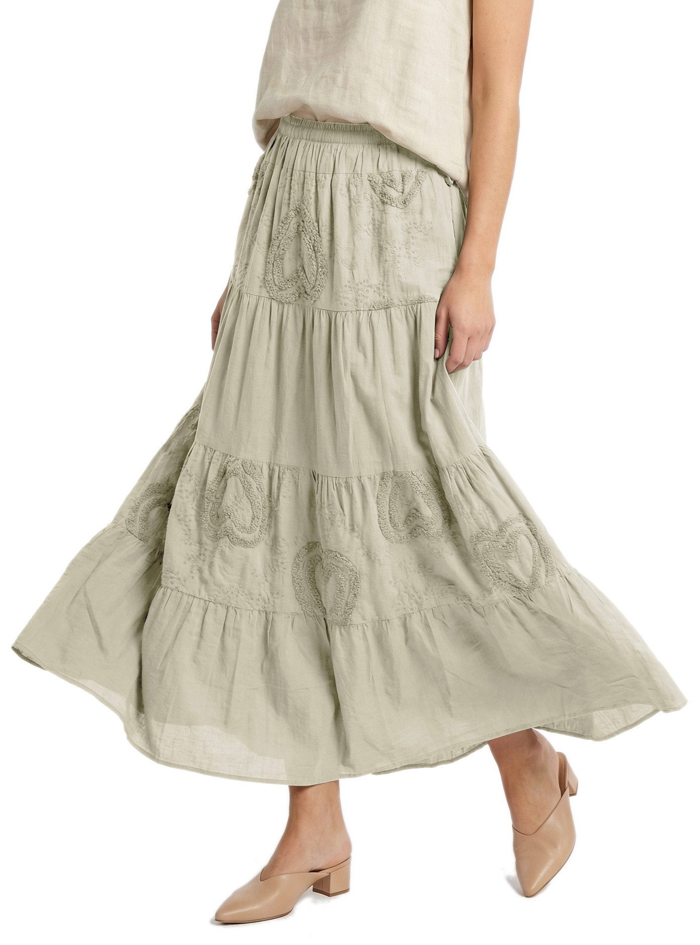 dy_mode Maxirock Damen Maxirock Unifarben A-Linien Sommerrock Boho-StyleStufenrock in Unifarbe