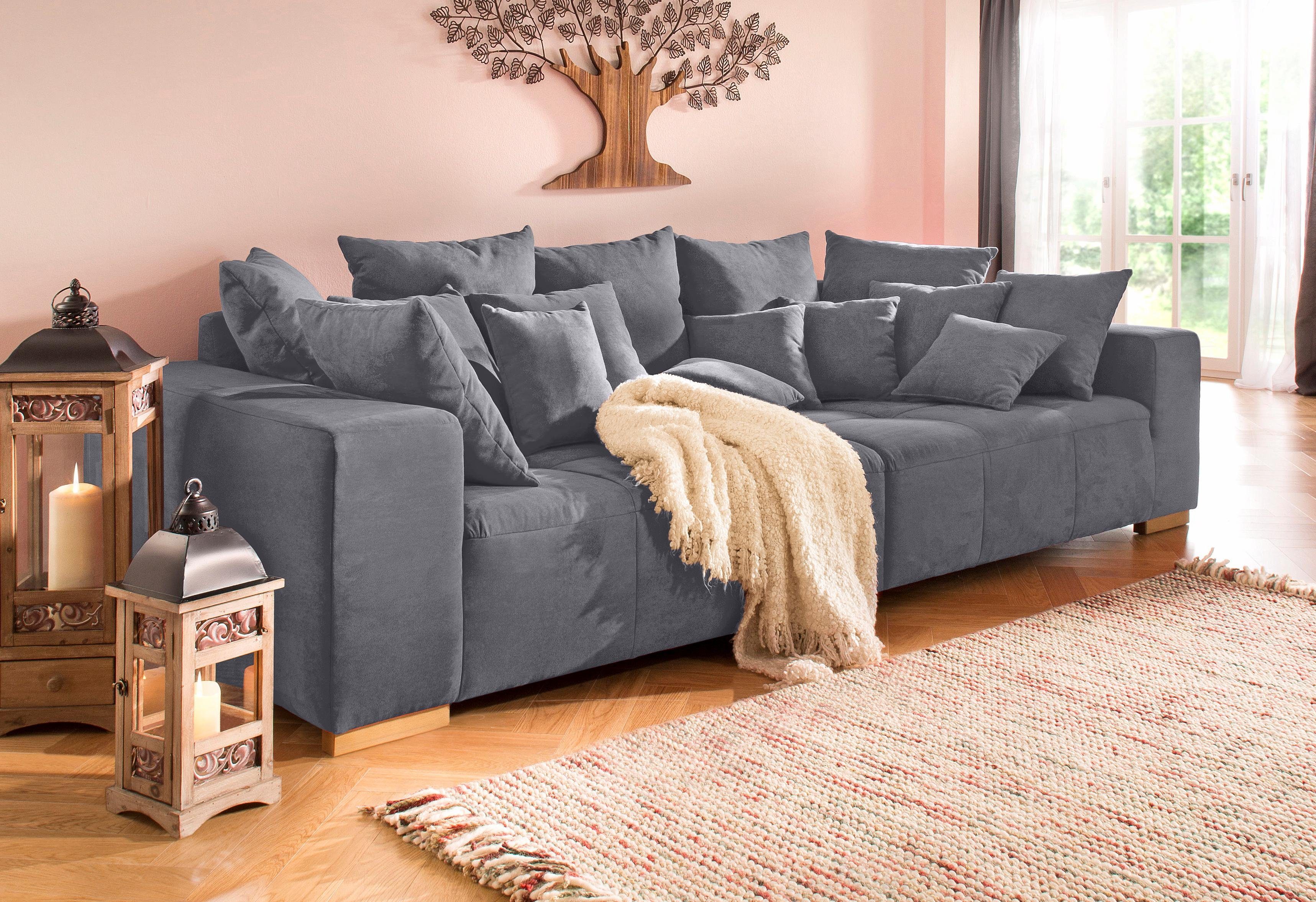 Home affaire Big-Sofa Neapel, mit vielen losen Kissen, in 2 Bezugsqualitäten