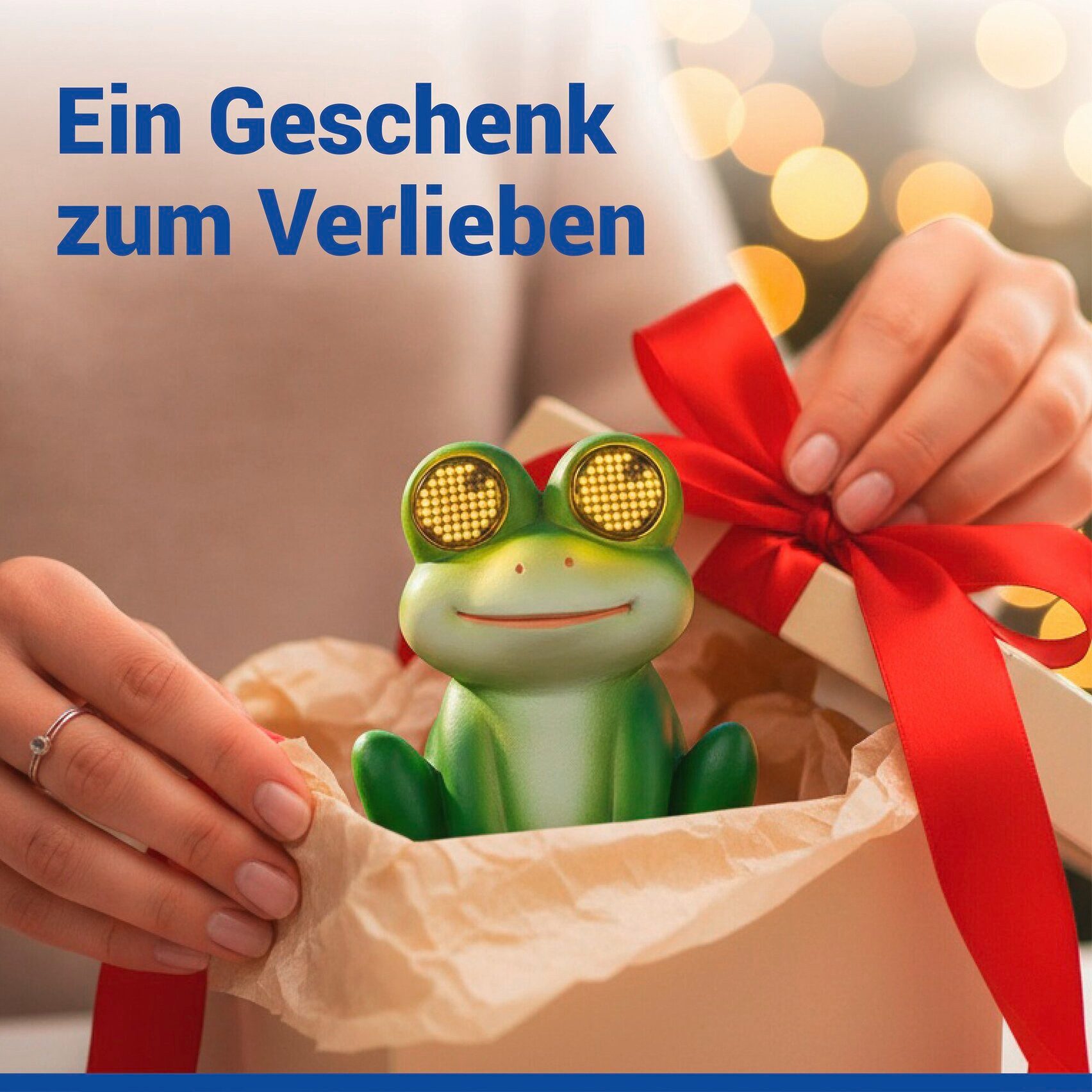 Maximex LED Dekofigur Modell Blinky Eyes Frosch, Ein-/Ausschalter, LED fest integriert, Warmweiß, solarbetriebene Gartenfigur mit leuchtenden Augen, für Garten  – Bild 4 von 5