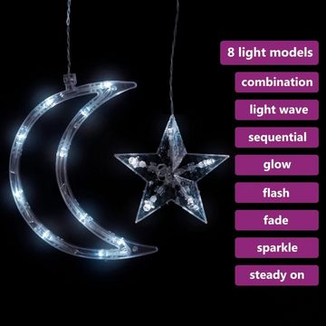 vidaXL Lichterkette Lichterketten Stern und Mond Fernbedienung 138 LEDs Kaltweiß Außenbere