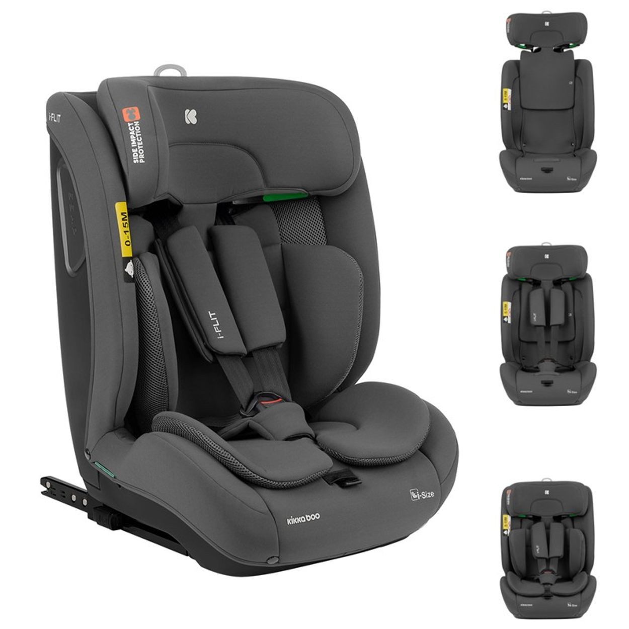 Kikkaboo Autokindersitz i-Flit Isofix (76-150cm), ab: 1.25, bis: 12, verstellbare Kopfstütze, SPS-Seitenschutz, i-Size, 5-Punkt-Gurt