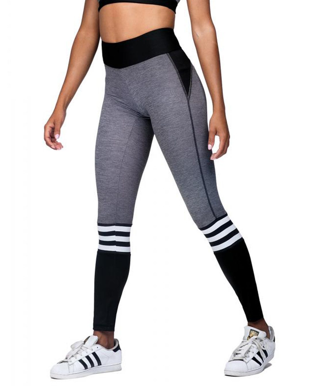 Lorin Leggings Frauen Sport Leggings in schwarz grau Fitness Hose dehnbar mit hohem B