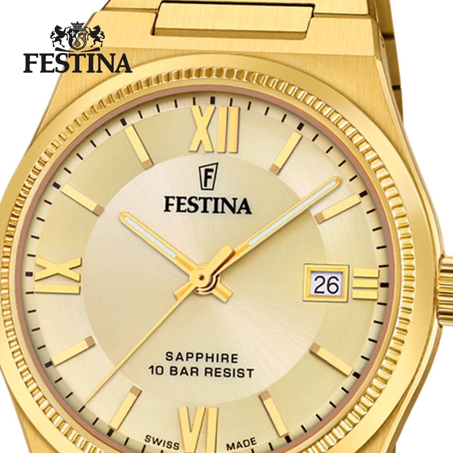 Festina Quarzuhr Festina Herrenuhr Edelstahl gold Festina, (Analoguhr), Herren Armbanduhr rund, Edelstahlarmband gold, Elegant
