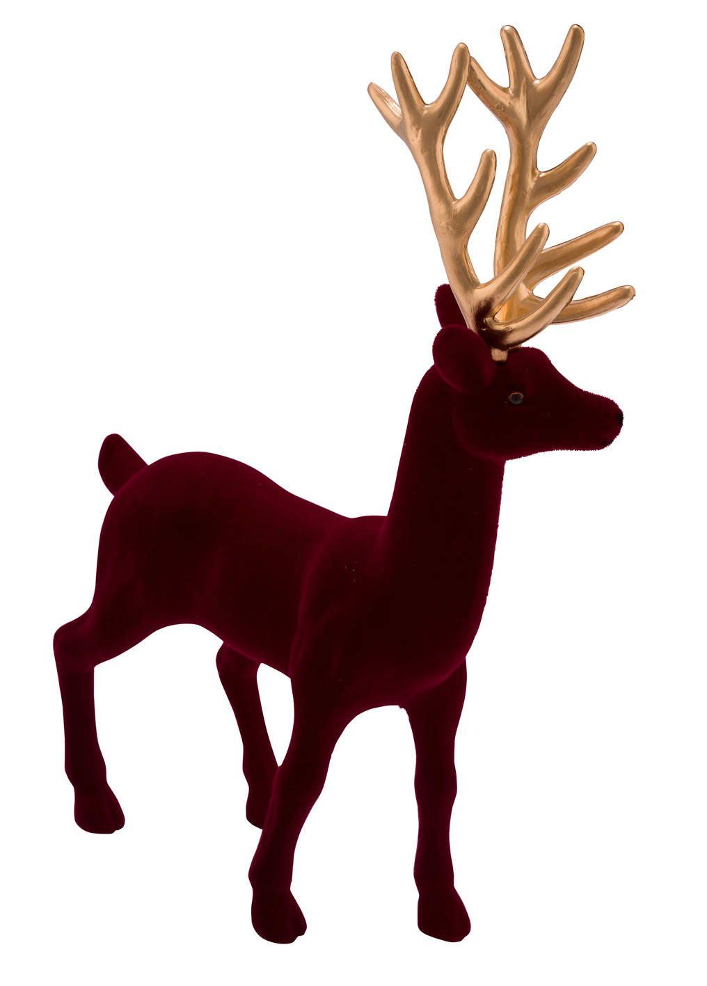Gehlmann Weihnachtsfigur Hirsch, Samt, verschiedene Farben und Größen erhältlich rot-gold