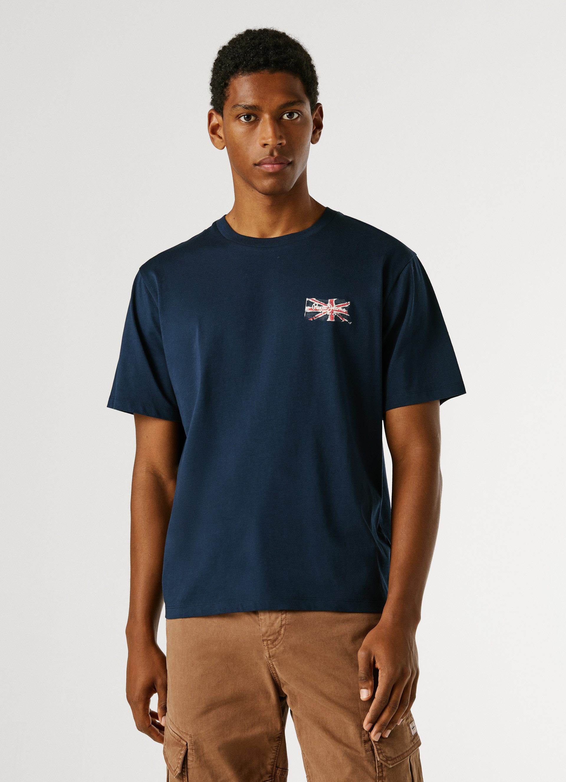 Pepe Jeans Langarmshirt Small Flag aus reiner Baumwolle, Rundhals
