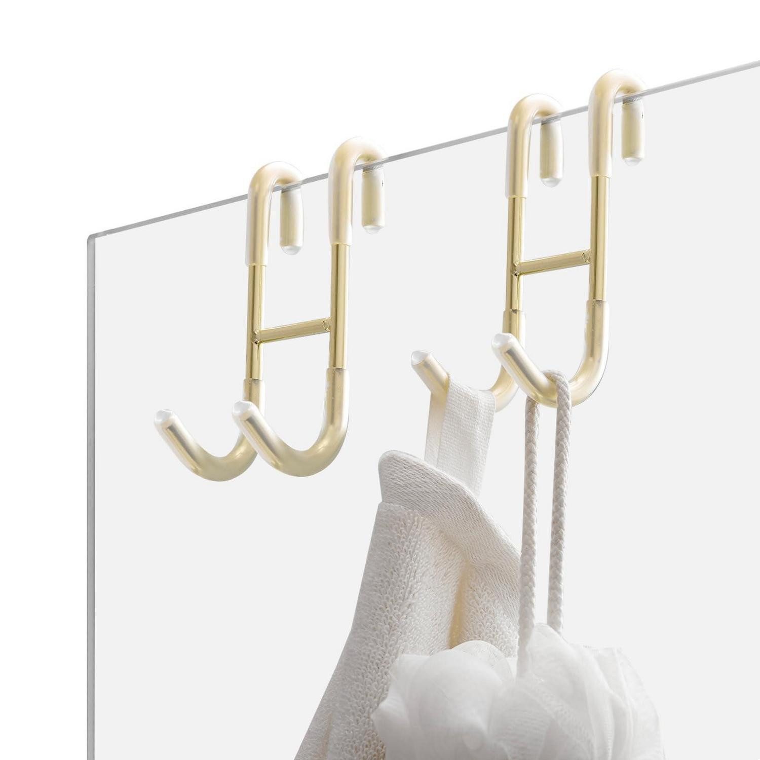LuxusKollektion Handtuchhaken Duschhaken Edelstahl 2er Set, (2-St)