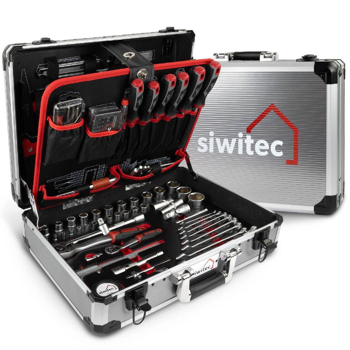 siwitec Werkzeugkoffer 139-teilig, Werkzeug Set CRV, Werkzeugkasten, Profi Werkzeugkoffer (139 St., enthält 139 Werkzeuge), vielseitig, ergonomisches Design, kompakt, leicht, handlich, 139 Teile