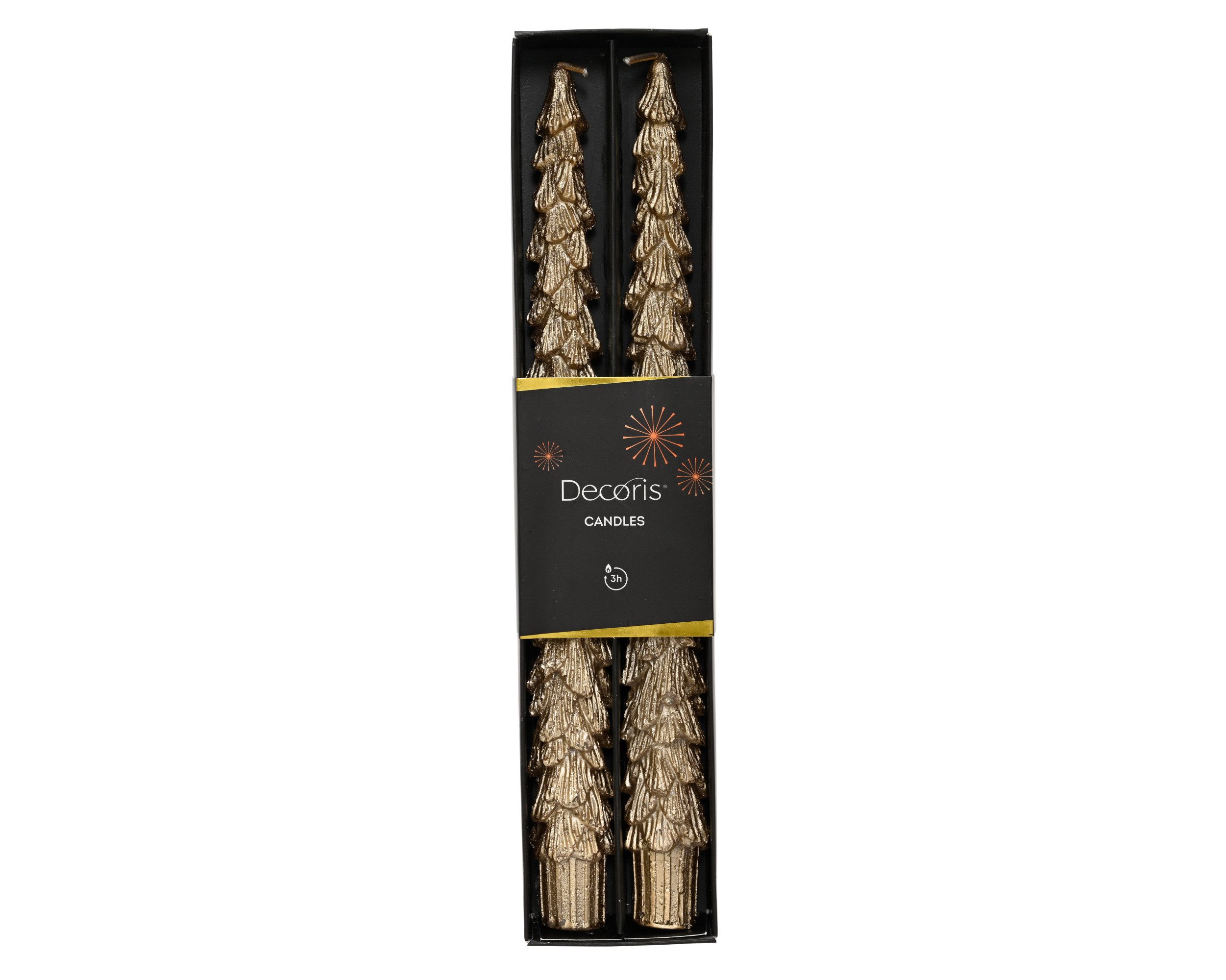 Kaemingk Spitzkerze, Spitzkerzen Tannenbaum Wachs 26cm 2er Set - Gold