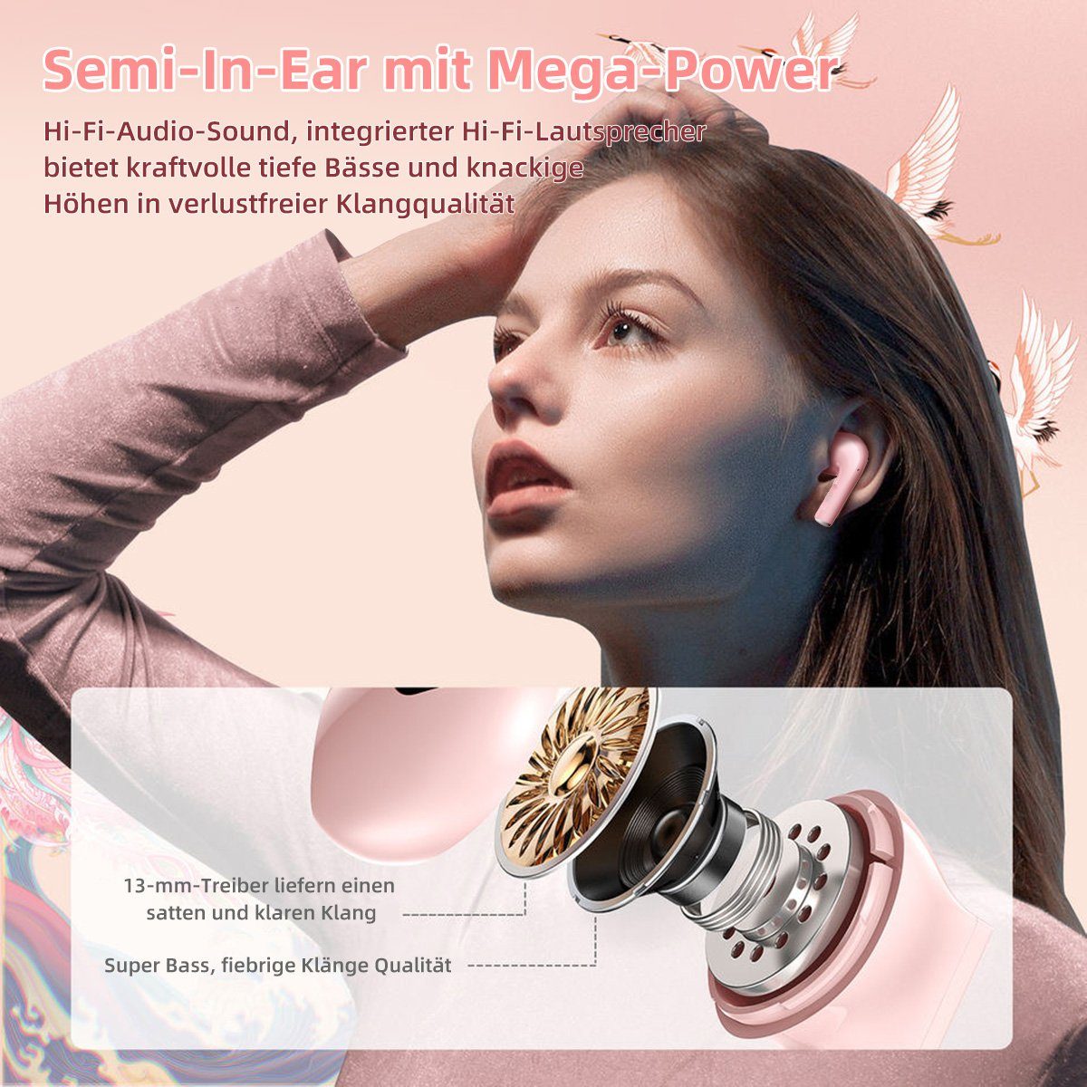 Sport Headset) Semi-In-Ear 7Magic Assistant, Bluetooth Gaming 5.3, (Voice True Wireless Bluetooth RGB Noise Farbe Cancelling Headset Headset T35 Bluetooth-Kopfhörer