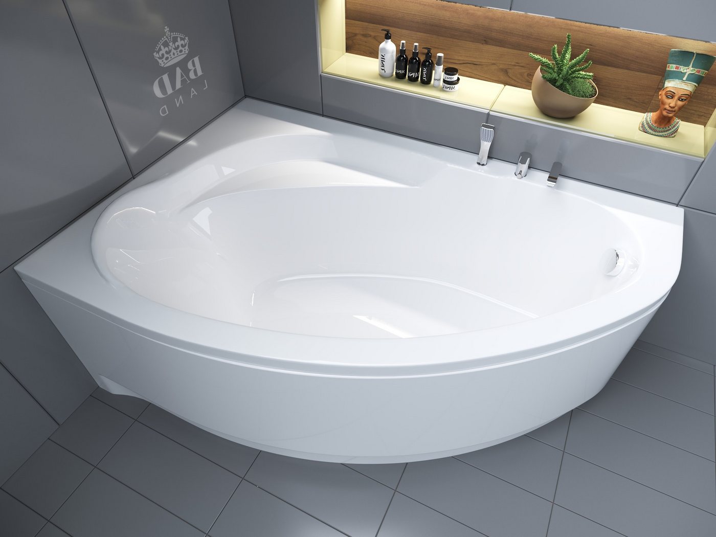 Thumbnail - KOLMAN Badewanne Eckbadewanne Marea 150x100, (Links/Rechts), Ablaufgarnitur & Füße GRATIS