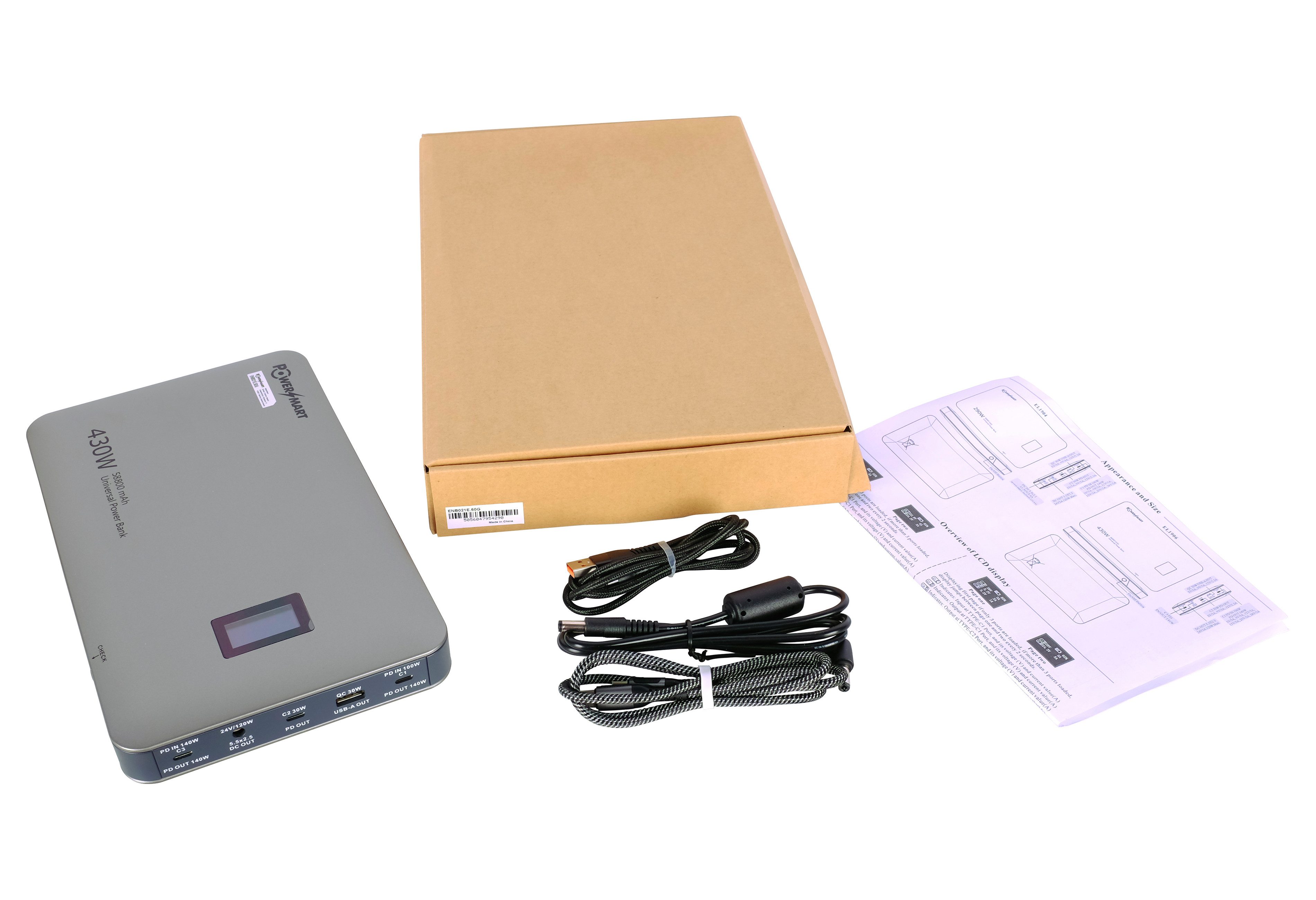 PowerSmart EL1906E Powerbank 213Wh Powerbank 430W mit 24V DC & Multi USB-C, Dual 140W PD 3.1 Schnellladegerät Externer Akku, UPS-Funktion, 21700 Zellen, Tragbar – Bild 4 von 5