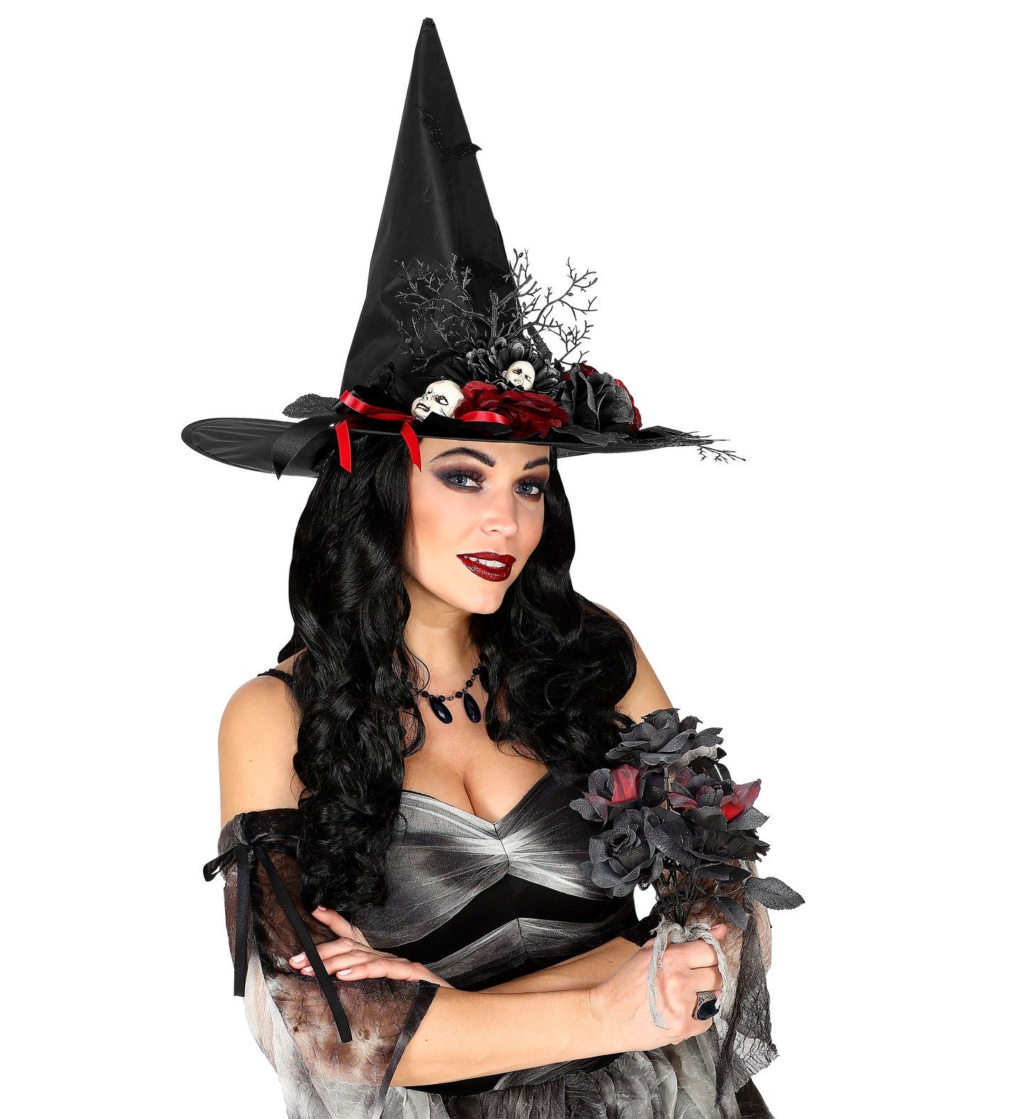 Widmann S.r.l. Dekoobjekt Halloween Brautstrauß 'Rosen', Schwarz Rot – Bild 2 von 4