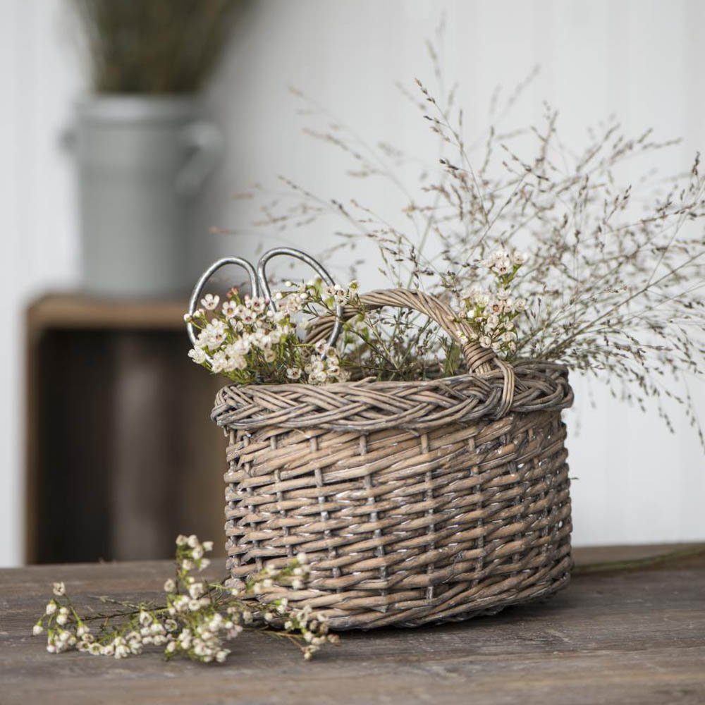 Korb Landhaus kleiner Dekokorb grau aus Laursen Weidenkorb Vorratsglas braun Ib Weide Eierkorb MINI