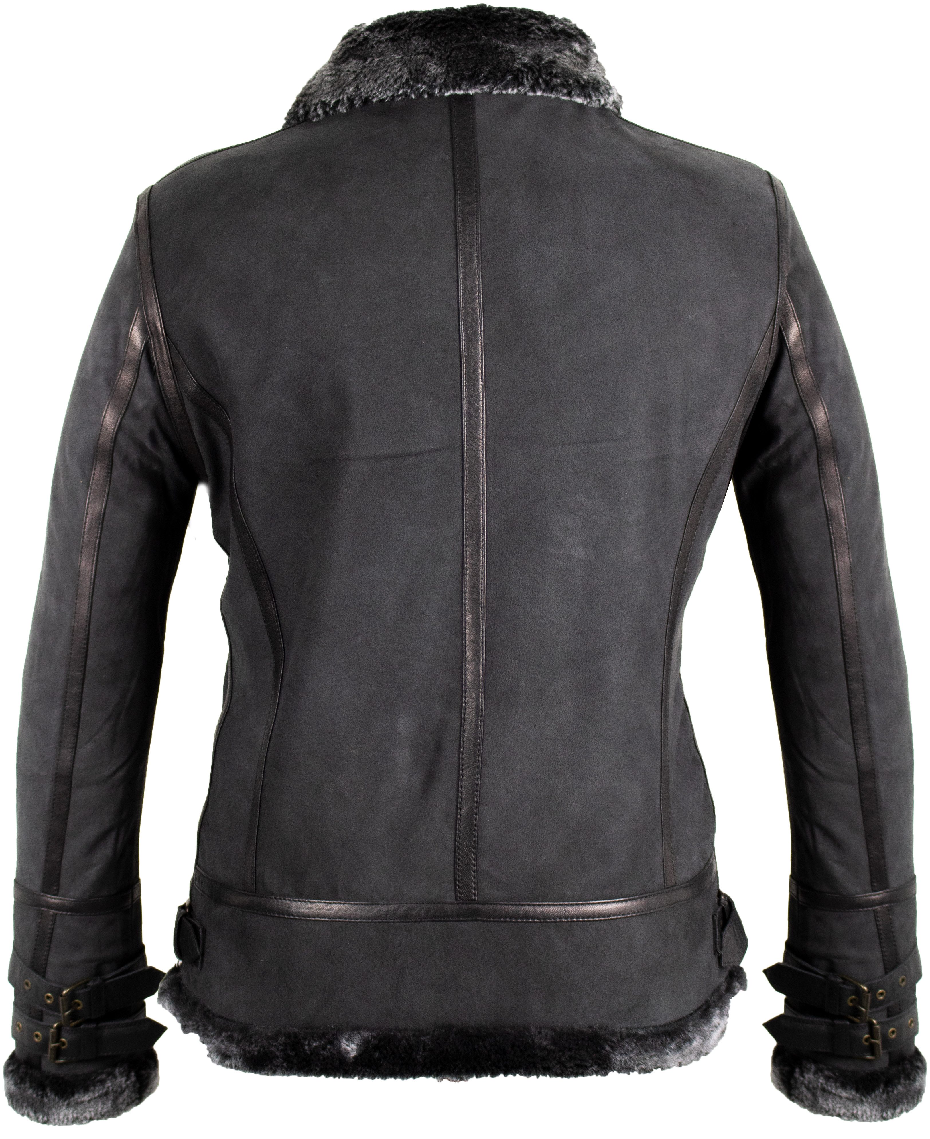 MDM Lederjacke Damen Fell Lederjacke Mit einem Fell Gefüttert