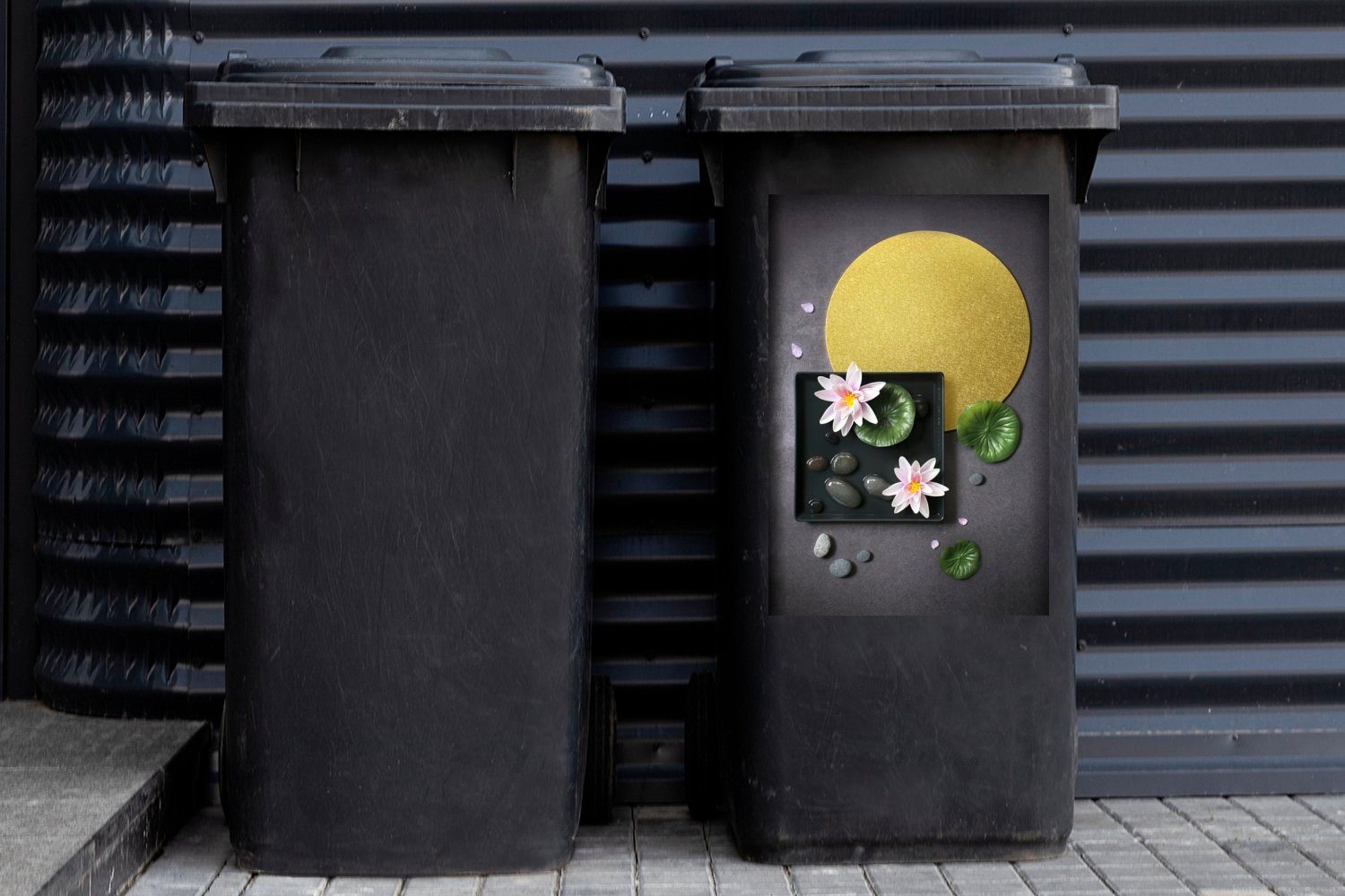 Zen-Garten St), Container, Sticker, Abfalbehälter MuchoWow (1 Mülltonne, Wandsticker Flachgelegter Mülleimer-aufkleber,