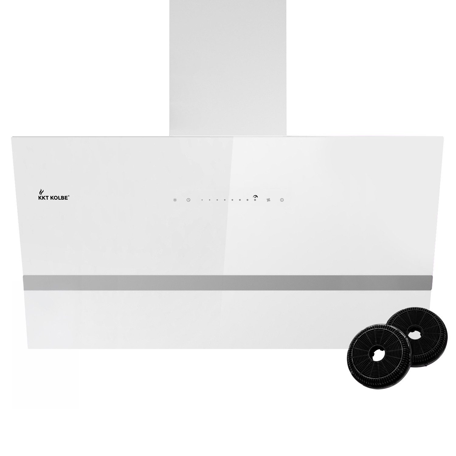 KKT KOLBE Wandhaube Dunstabzugshaube 90cm EASY9005WM RGBW Ambientebeleuchtung Abzugshaube / Schräghaube / 90cm / Weiß / Glas / LED / Smarte WiFi-App