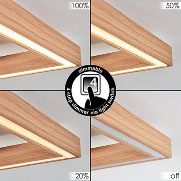 hofstein Deckenleuchte dimmbare Deckenlampe aus Holz/Kunststoff in Natur/Weiß, LED fest integriert, 3000 Kelvin, über herkömmlichen Lichtschalter dimmbar, im Boho Design, 8200 Lumen