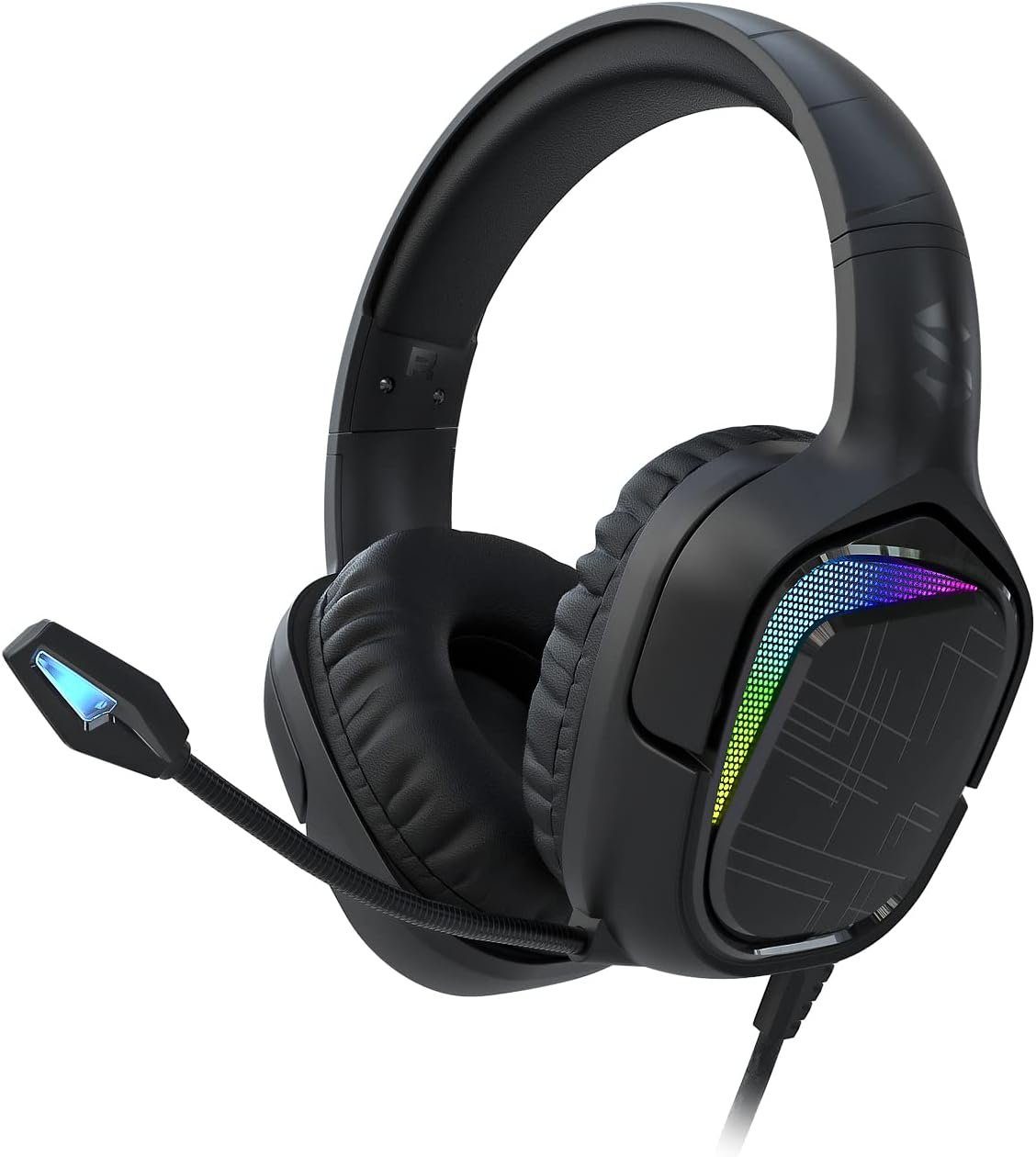 Headset Gaming Gaming räumliches Kopfhörer) für Black Gaming-Headset PS4, (Präzises PC, PS5, Klangerlebnis, Switch, Xbox, Shark