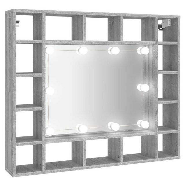 vidaXL Badezimmerspiegelschrank Spiegelschrank mit LED Grau Sonoma 91x15x76,5 cm