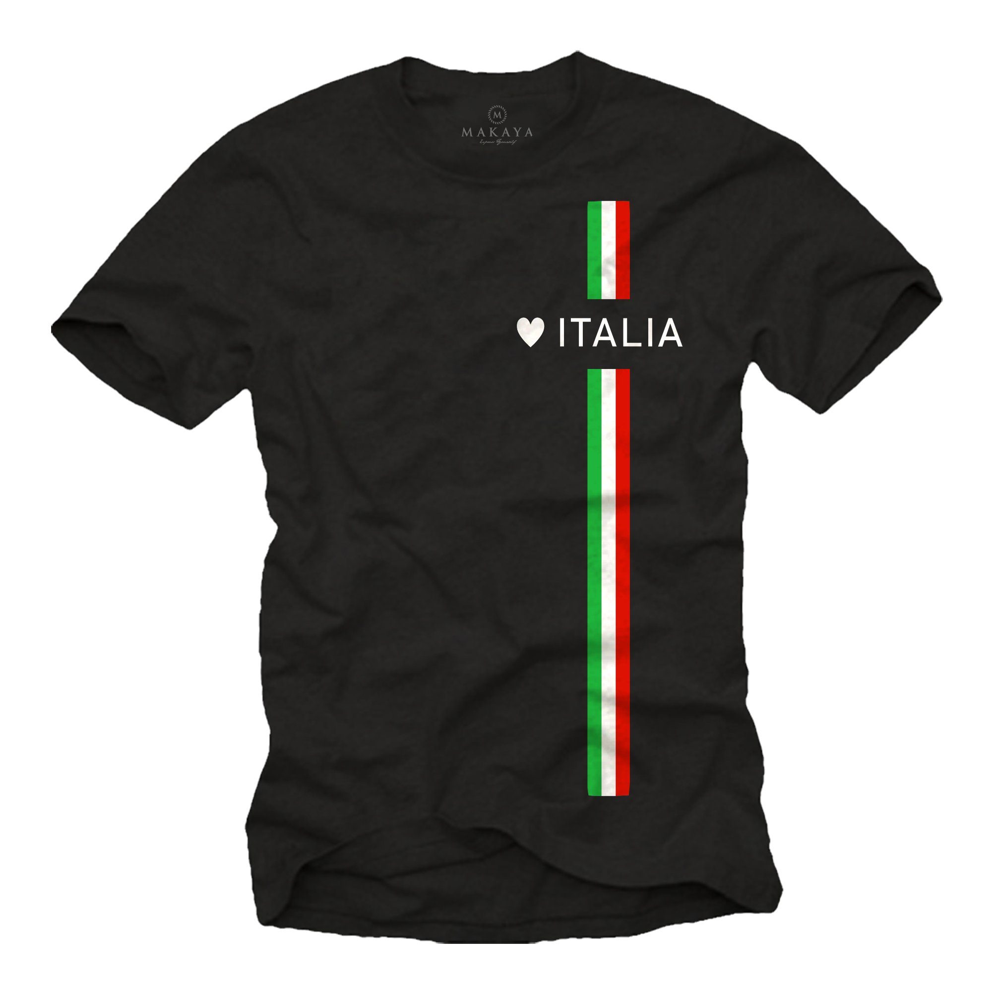 Jungs, Trikot Italienische Männer MAKAYA Italien Italia Fußball Fahne Herren Herz Schwarz Flagge T-Shirt