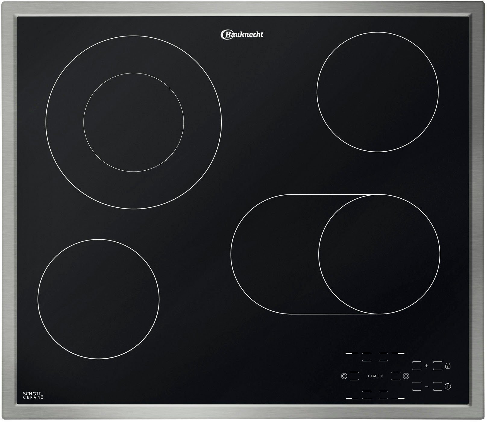 BAUKNECHT Elektro-Kochfeld CTAR 9642 IN, Bräterzone – Zuschaltbare Fläche für großes Koch- und Bratgeschirr