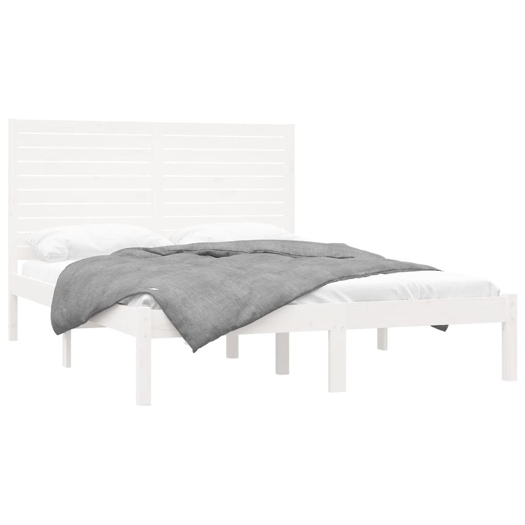 vidaXL Bettgestell 140 x 200 cm Massivholzbett Weiß 140x200 cm Bett Bettrahmen Bettgestel