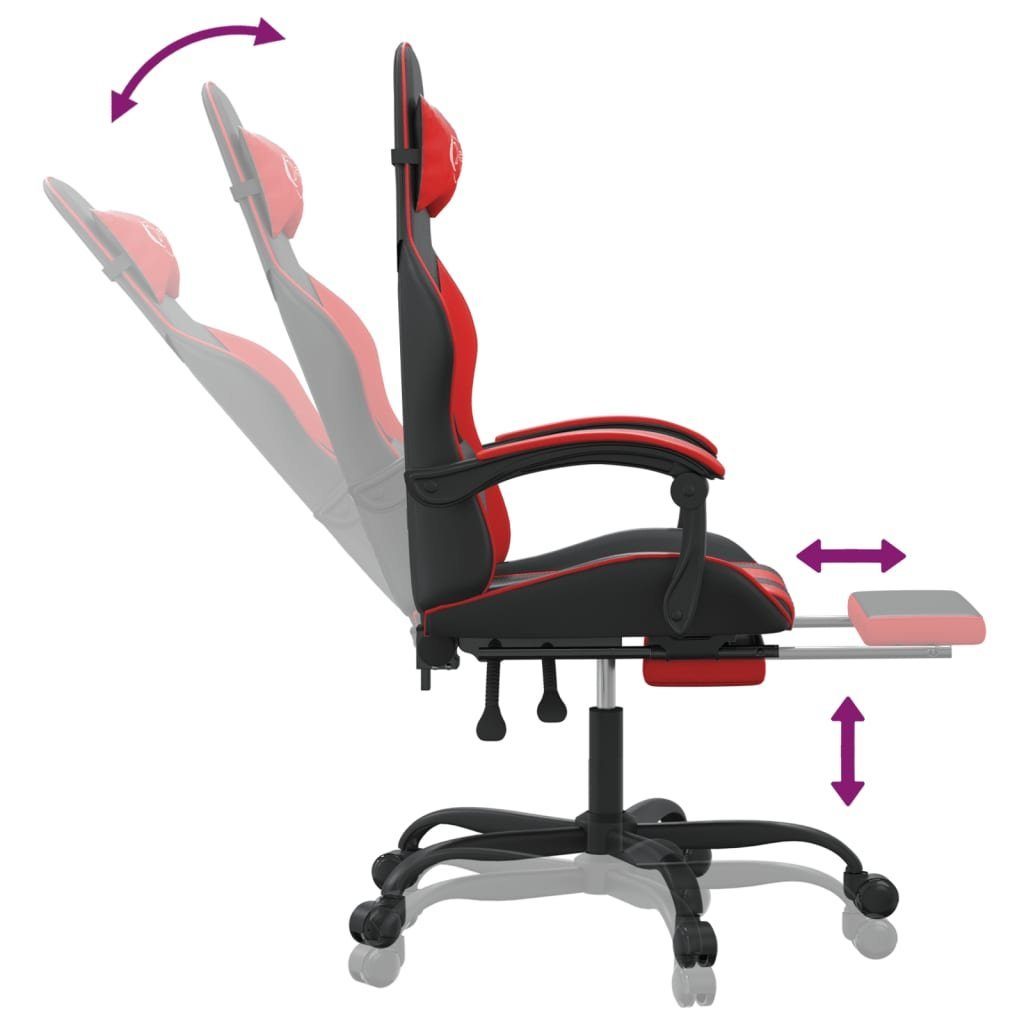 Gaming-Stuhl Kunstleder Schwarz Rot vidaXL und Bürostuhl Fußstütze mit