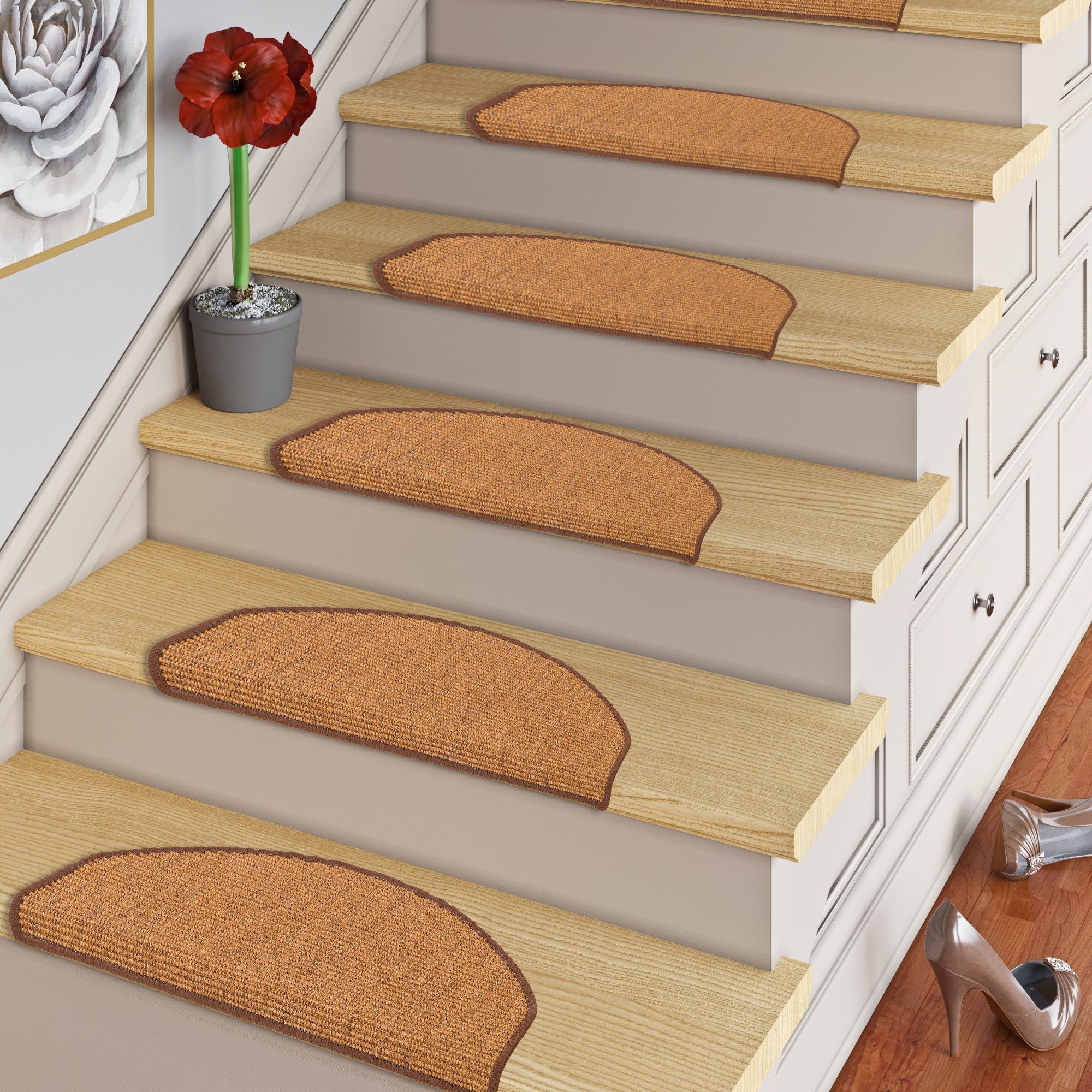 Pergamon Stufenmatte Natur Sisal Stufenmatten 15er-Set, Halbrund, Höhe: 6 mm