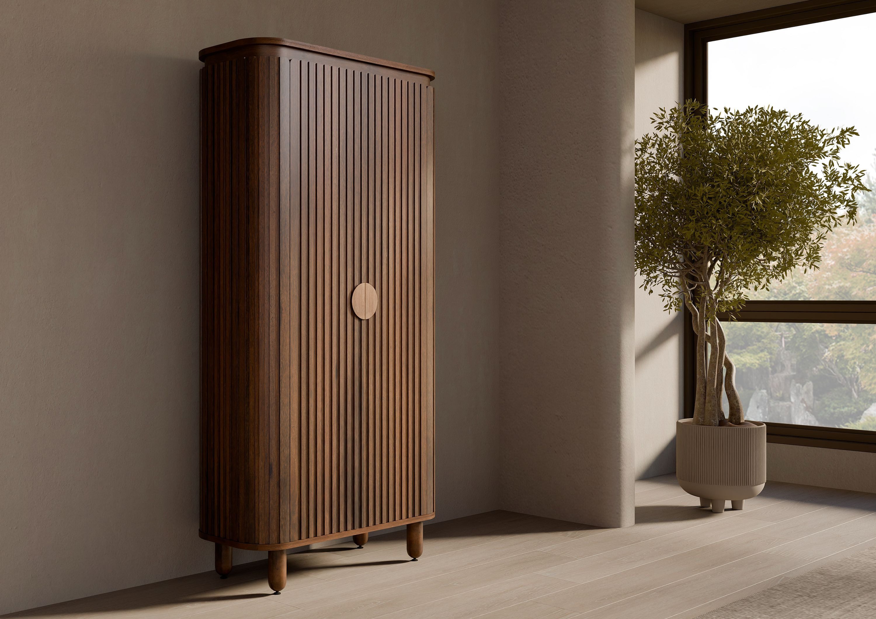 Massivmoebel24 Dreh-/Schwebetürenschrank #116 (Mango 92x40x180 braun günstig online kaufen